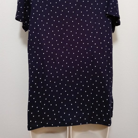 NWT LOFT Polk Dot SS Navy Blouse Soft Rayon - Picture 6 of 9
